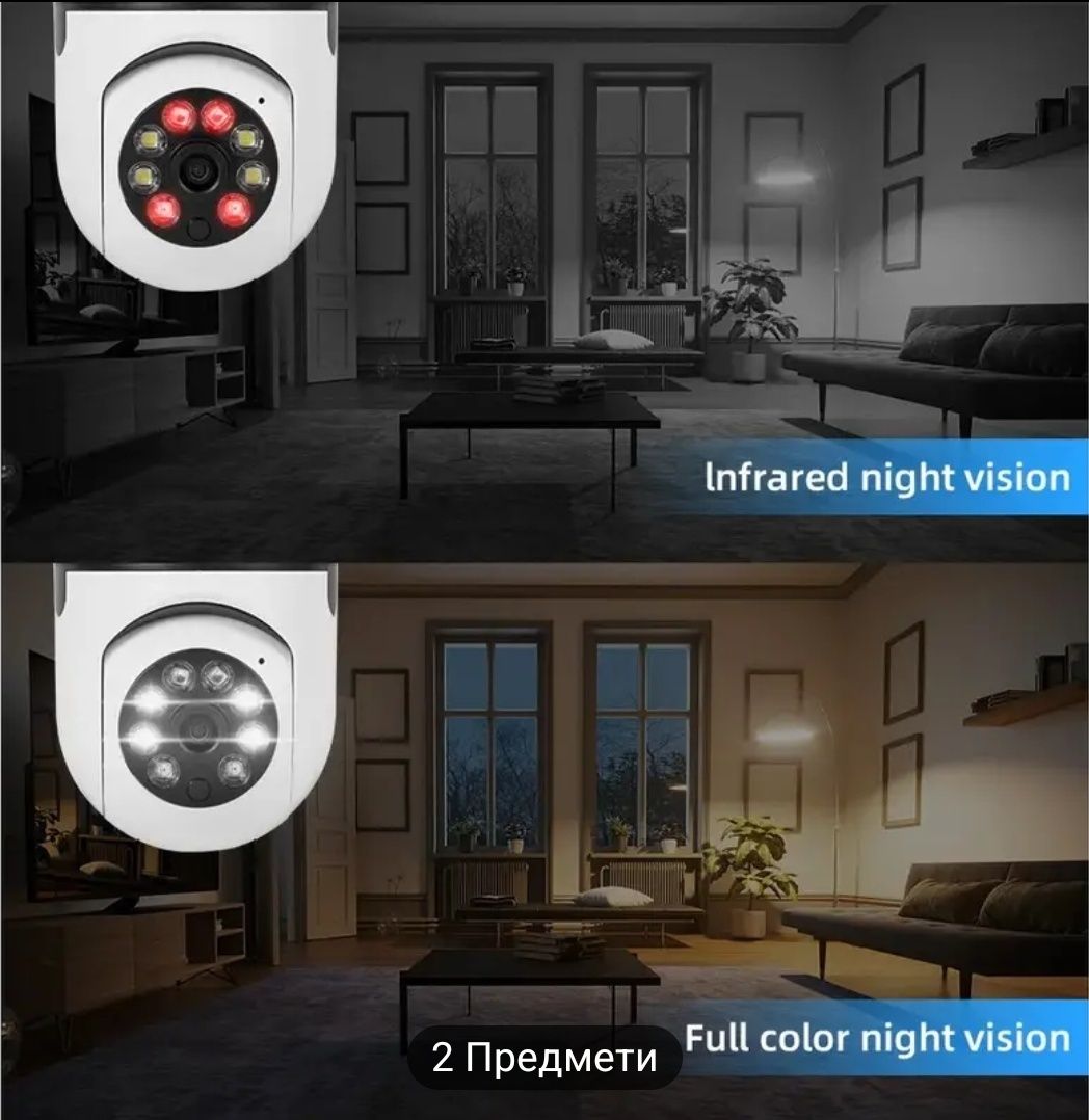 1080P Wi-Fi Интелигентна Камера с Електрическа Крушка - 360°