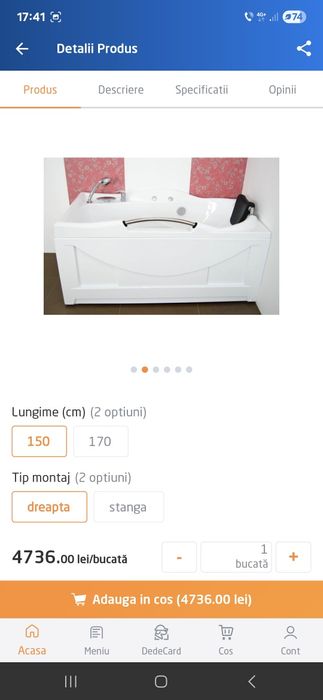 Vând cada baie cu hidromasaj Kadda Daniela