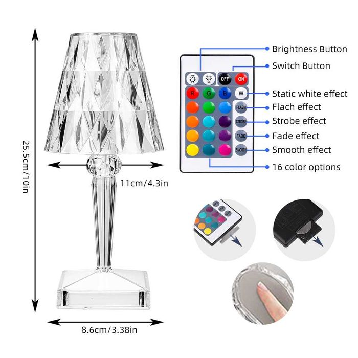 Lampa de masa Crystal Diamond
