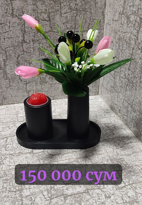 Идеальный подарок для дома — ваза из гипса с цветами без ухода