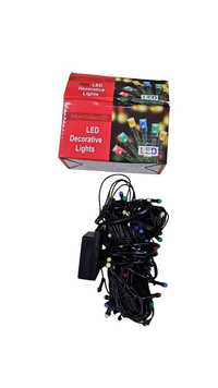 Цветни коледни лампички с черен кабел / 100 LED светлини - 5 метра