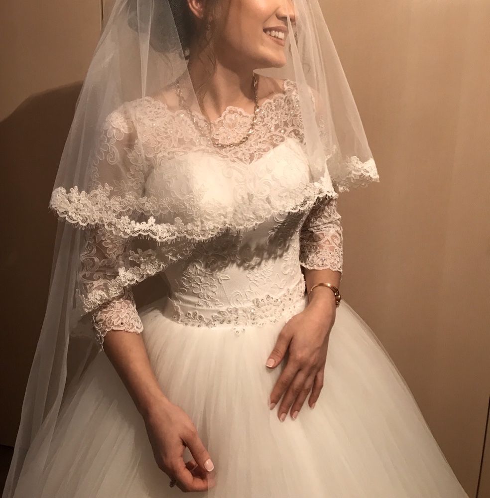 свадебное платье с прикрытыми плечами