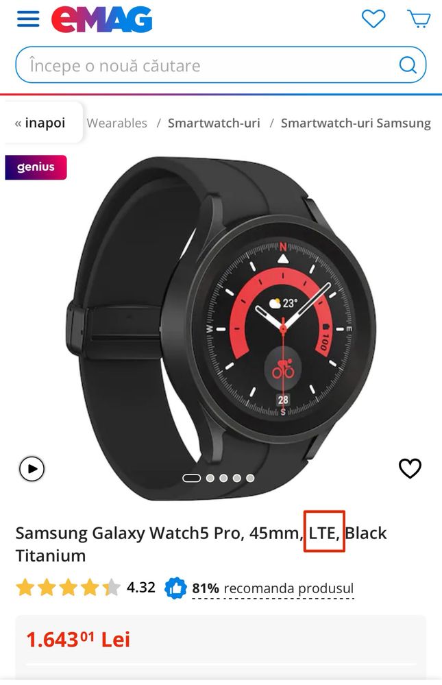 Nou Galaxy Watch 5 PRO 45 mm Black TVA inclus -Garantie DOM-Mobile