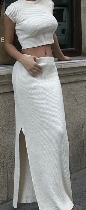 Compleu fusta+bluza, alb