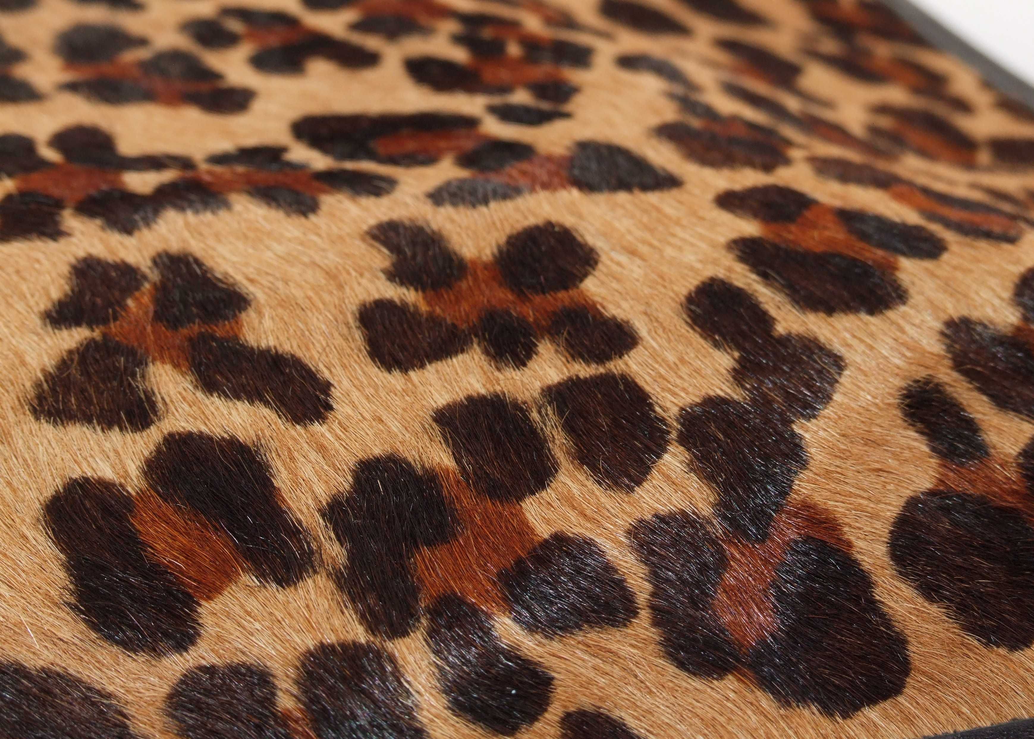 Geanta umar, piele naturala - blana leopard, handmade, France, NOUA