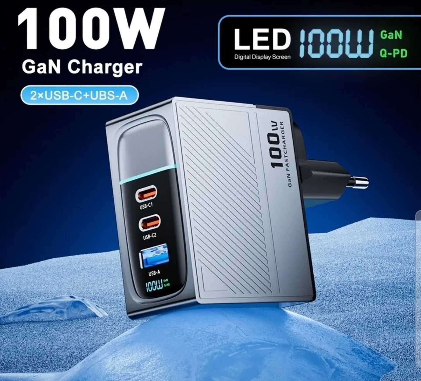 Încărcător Gan 100W telefon laptop super fast charge cu afișaj digital