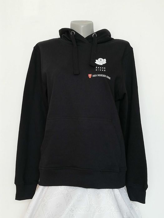 Нов черен суичър с качулка, топъл, ватиран, размер L/40.