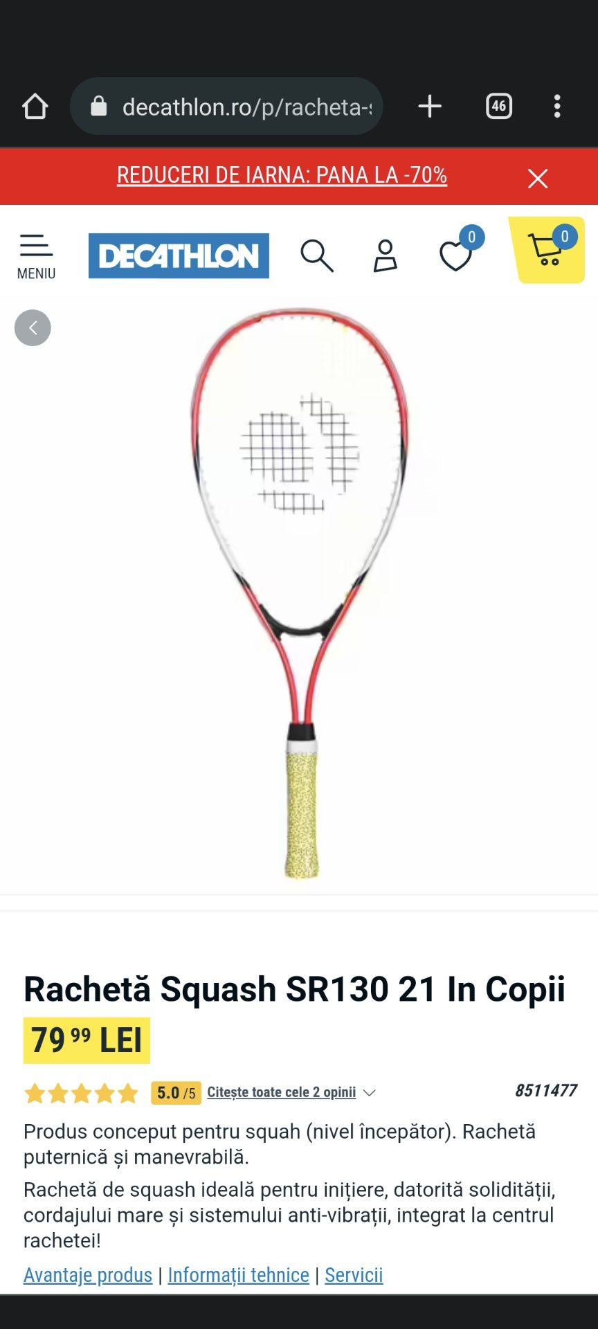 Racheta squash copii Artengo SR 130 JR