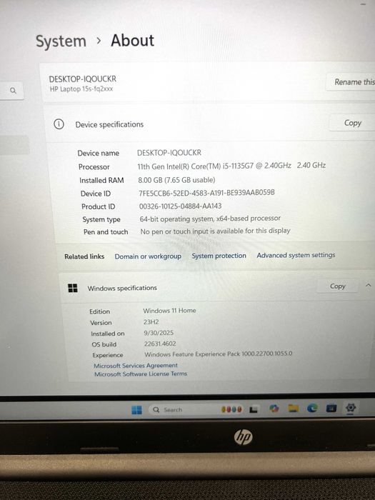 Laptop HP 15s-fq2015nq, 512GB/8GB RAM, Intel Core i7-1135G7!