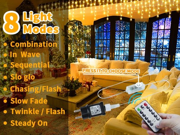 Коледни LED лампички в цвят жълто тип висулки 15+5M 506 LED Декорация