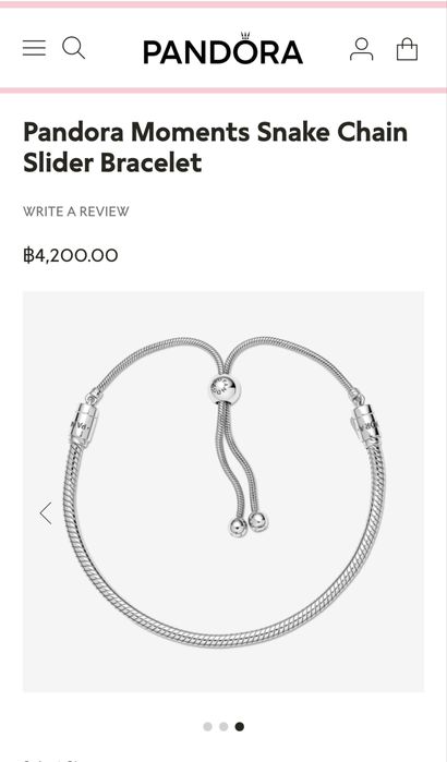 Pandora серебрянный браслет с змеиной цепочкой и ползунком