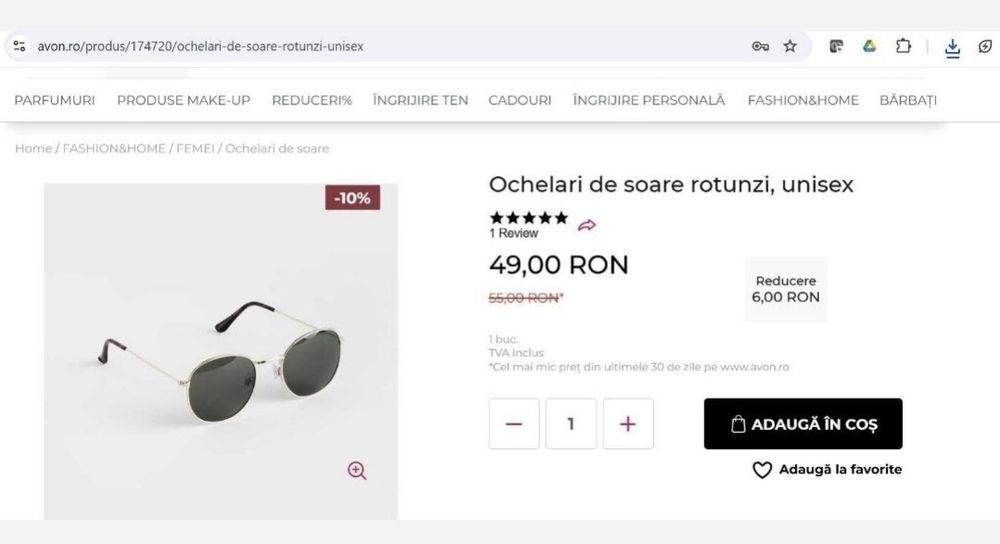 Ochelari de soare cu etui dreptunghiulari Avon