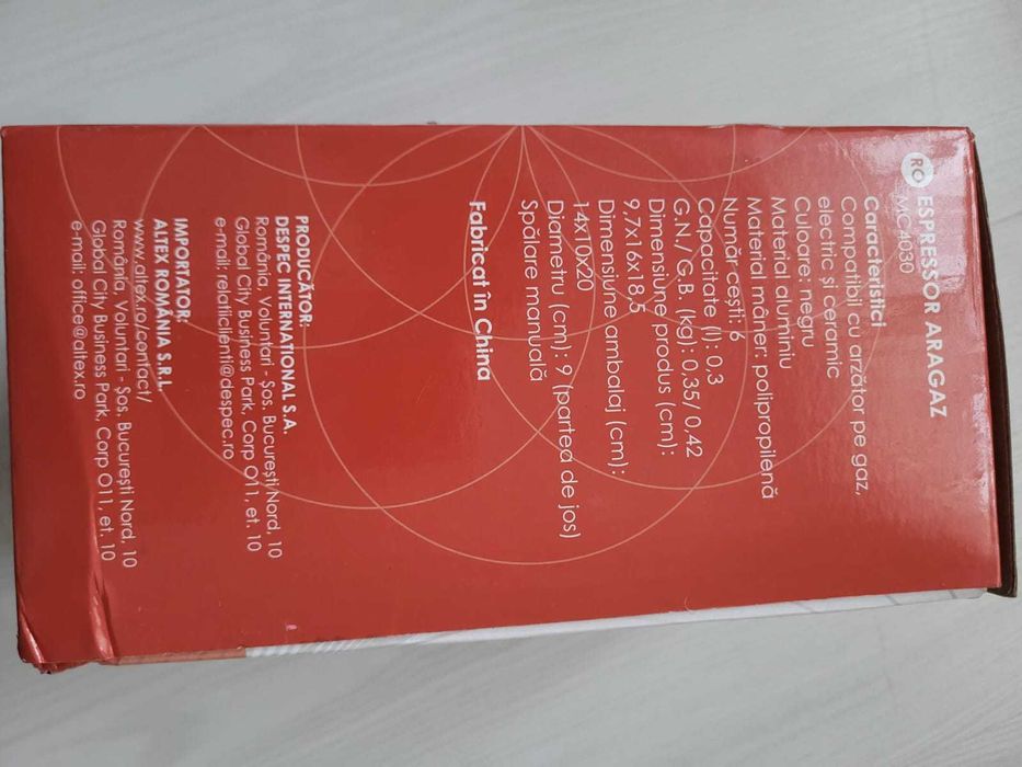 Espressor Cafea 300 ml, 6 cesti, Aluminiu, Aragaz, Plita, Negru, NOU