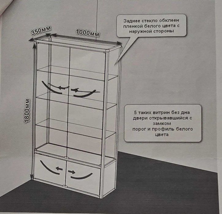 Стеклянные торговые витрины, стеллаж для товаров