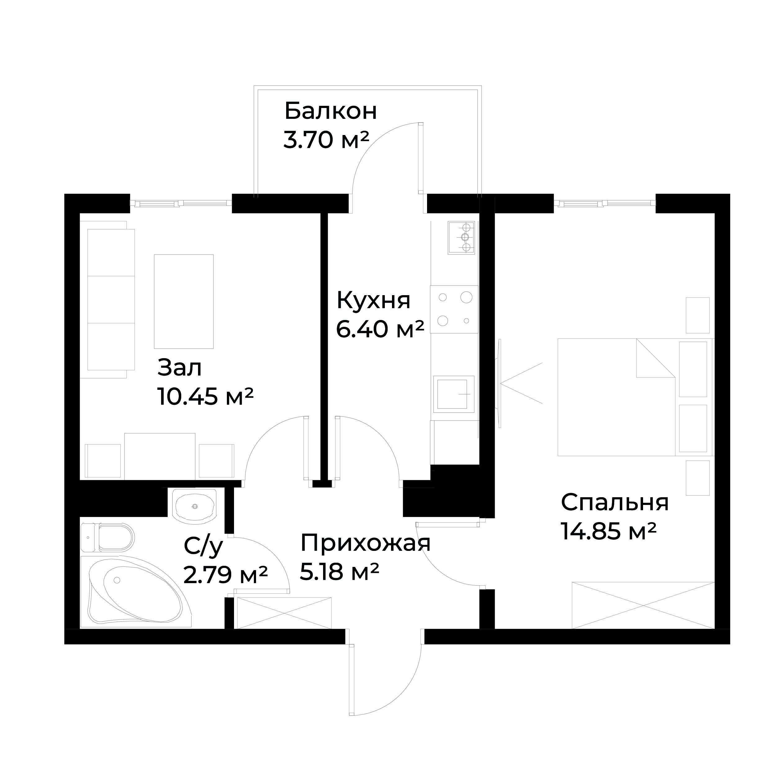 2-xonali xonadonlar | 2-комн. квартиры ЖК Assalom Havo - Golden House