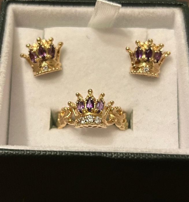 Inel din aur de 14K cu diamante și ametiste, designer