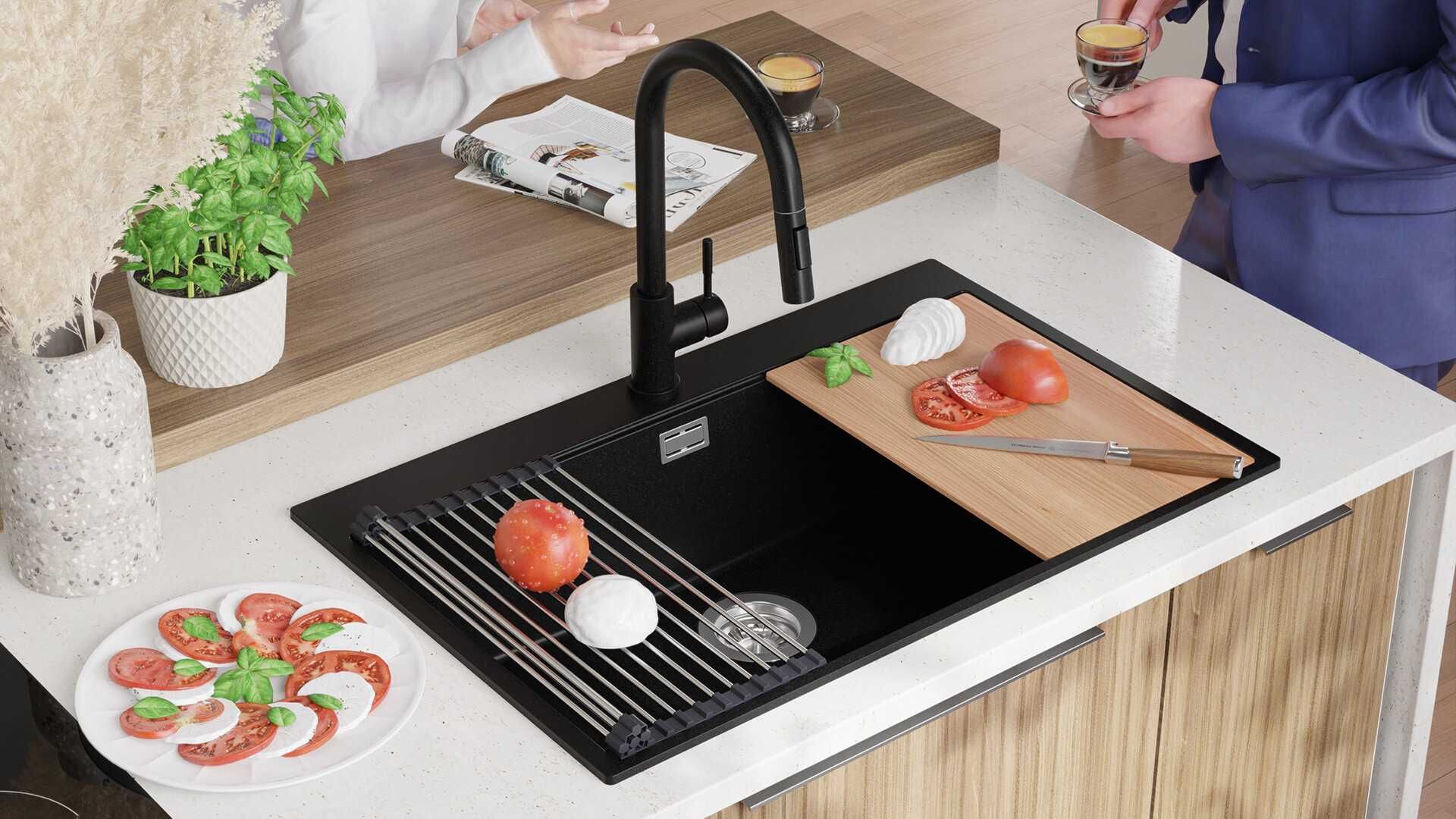 Черна Кухненска Мивка от гранит Осло 80 XXL Top 780 x 500 mm