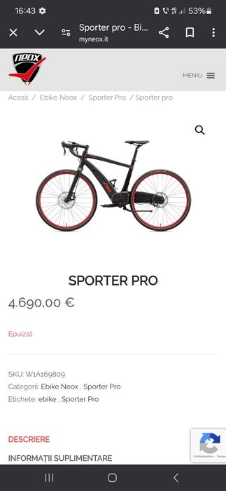 Bicicleta electrica Sporter Pro Neox