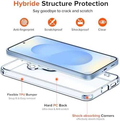 Нов Кристално чист кейс за Samsung S25 5G Военна защита + 2 протектора