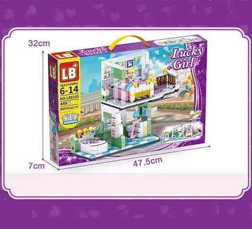 Конструктор къща Lucky girl 449 части СВЕТЕЩ тип лего конструктори
