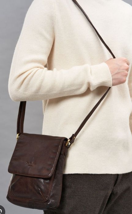 Винтажная коженная сумка через плечо Натуральная кожа. италия