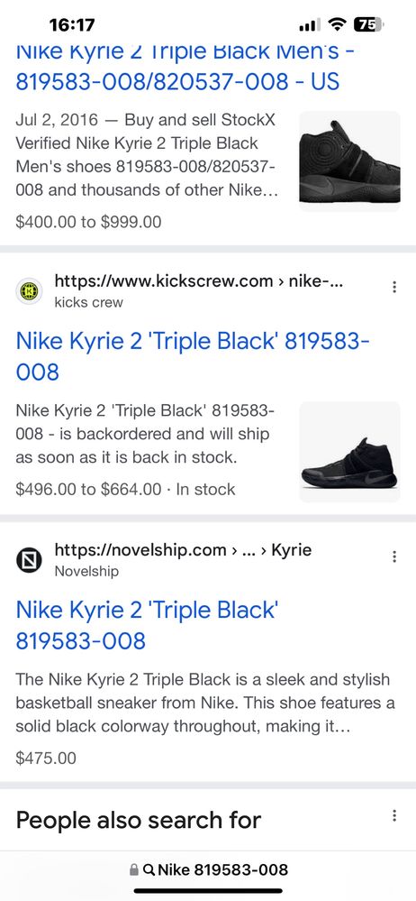 Nike Air Kyre 2 Triple Balck 42.5