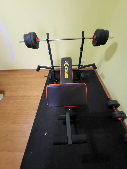 Banca Sportmann pentru piept + Haltera 30 kg. Stare foarte bună