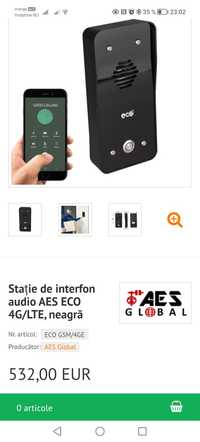 Stație de interfon audio AES ECO 4G/LTE, neagră