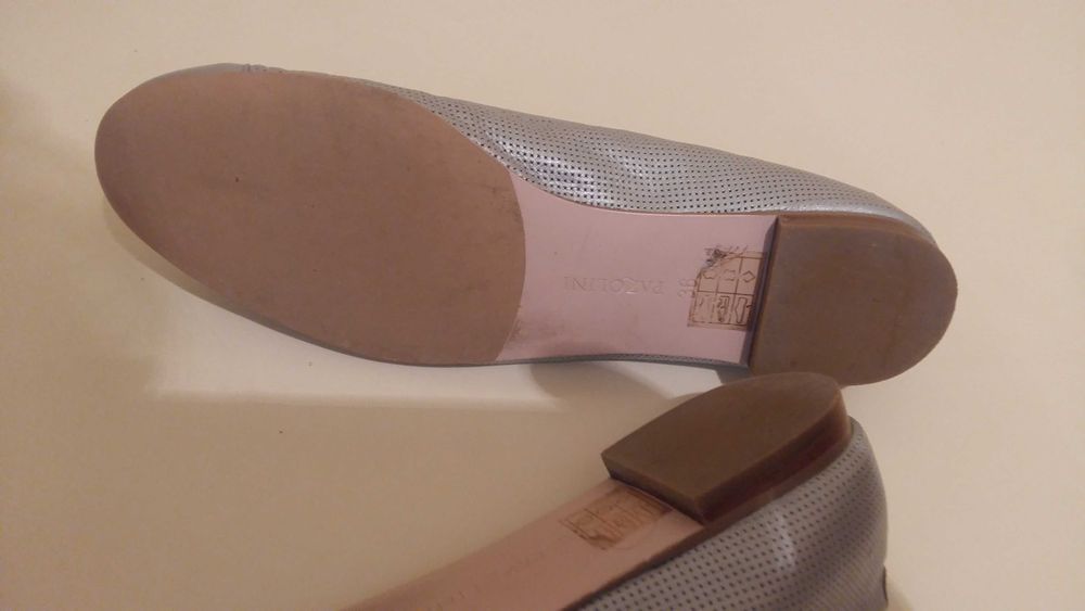 Balerini piele italienesti gri si roz 1+1