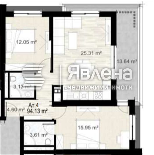 ЯВЛЕНА ЛАГЕРА продава 3-стаен апартамент в нова сграда в кв. Сердика.