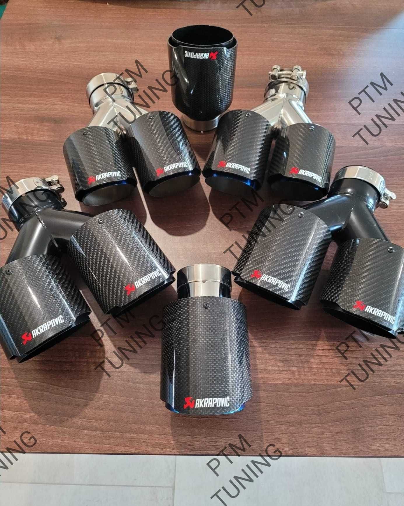 Tips evacuare carbon real inox akrapovic bmw audi vw golf ptm tuning