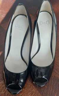 Pantofi piele naturala lacuita, Dolce&Gabbana, talpa piele, marime 38