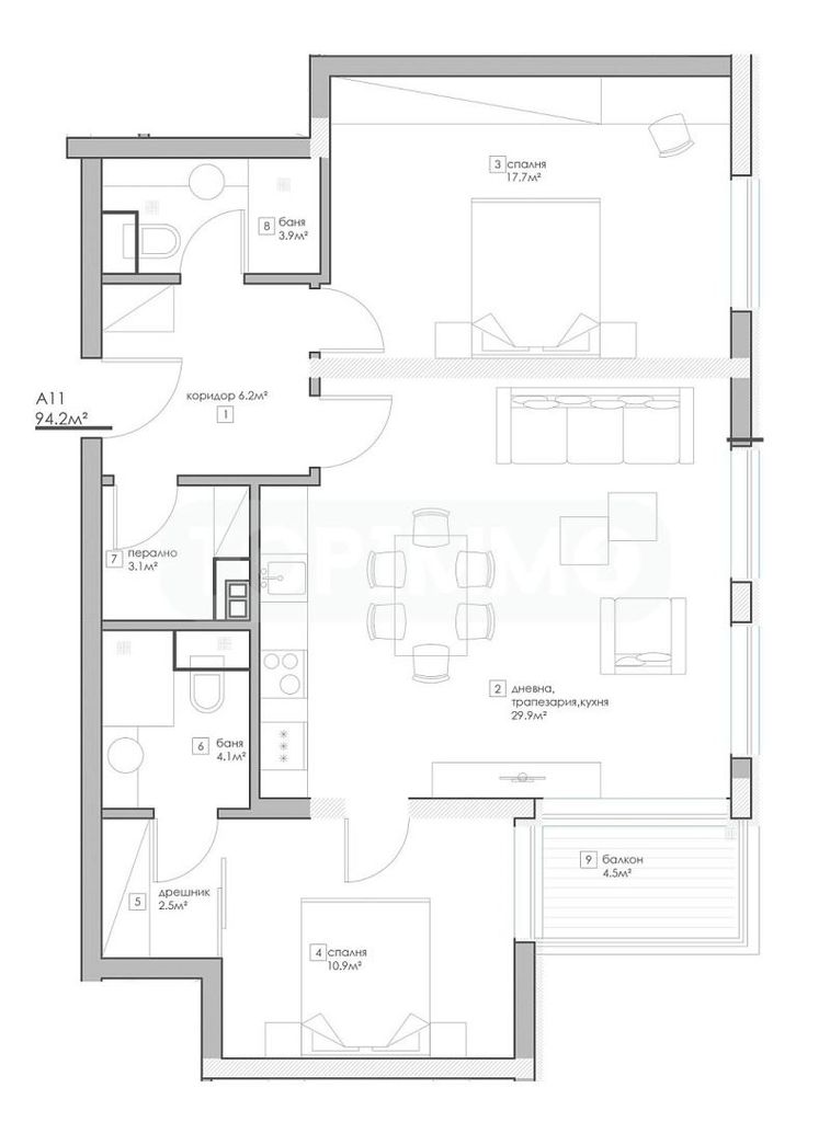 Продава се Тристаен апартамент в к.к. Св.Св. Константин и Елена - 109 кв.м за 2051 €/кв.м - Снимка #8