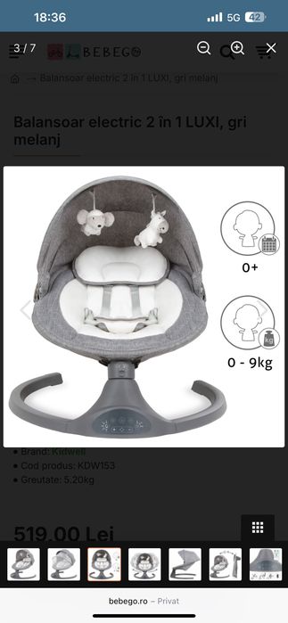 Balansoar electric LUXI, gri