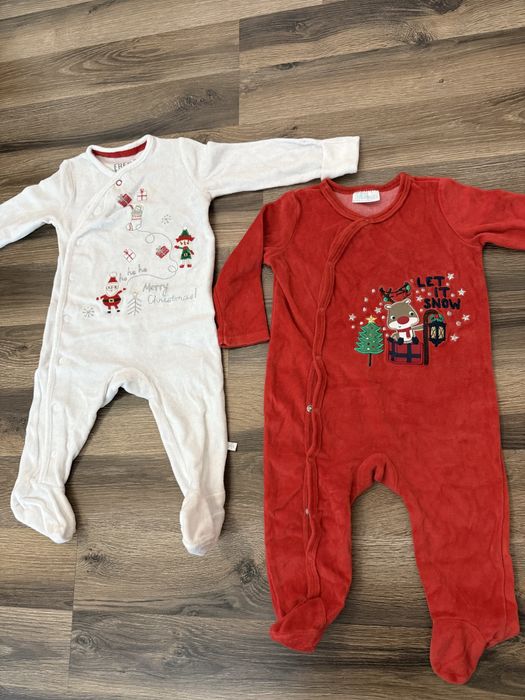 Salopete fetita cu print de Craciun marime 74