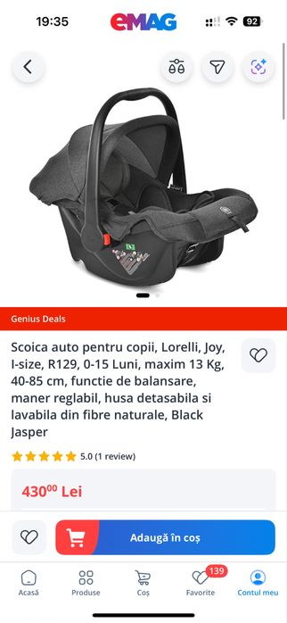Scoica auto Bebe Lorelli Joy I-size.