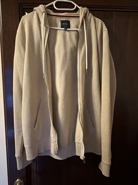 Hanorac Reserved cu glugă si fermoar, mărimea M, bej/crem