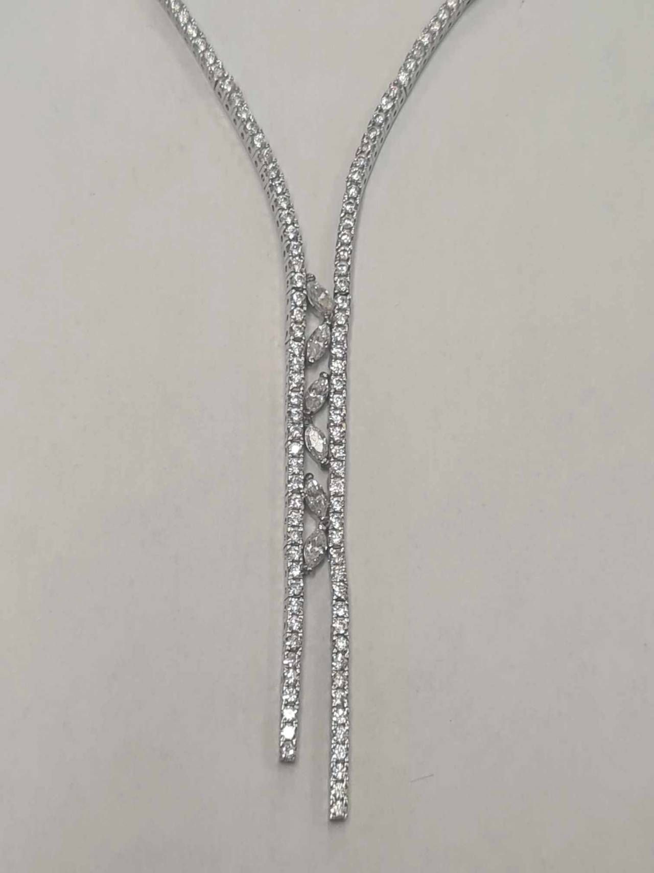 Set din aur alb 14k, colier si bratara, cubic zirconia, SAU35
