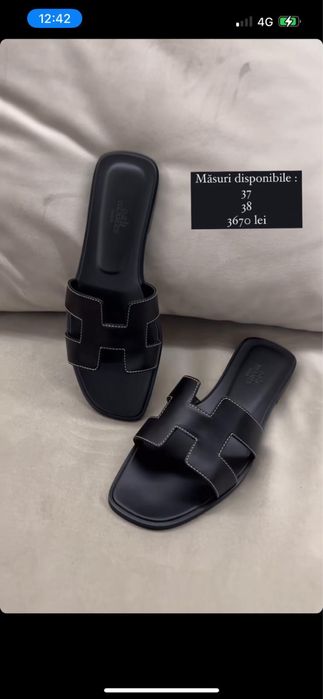 Papuci Slapi Hermes din piele naturala Full Box 36 37 38 39