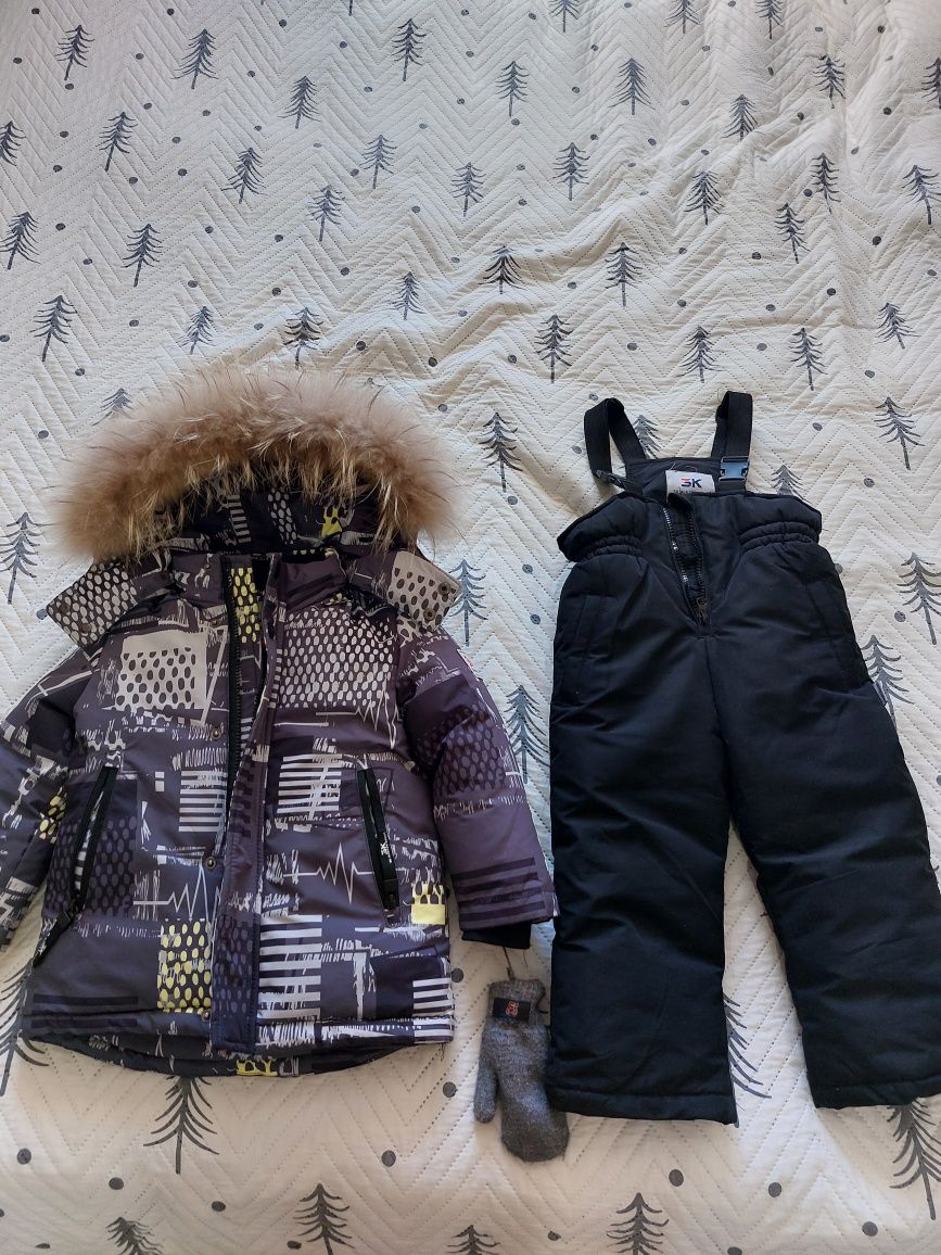 Детский зимний костюм, куртка и полукомбинезон