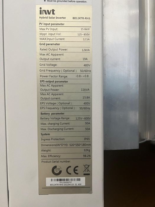 Vand invertor hybrid  trifazat INVT ON/OFF-GMB 12KW