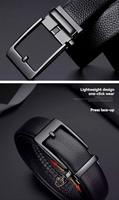 Официален Класически Мъжки колан с автоматична катарама/Черна ест.кожа