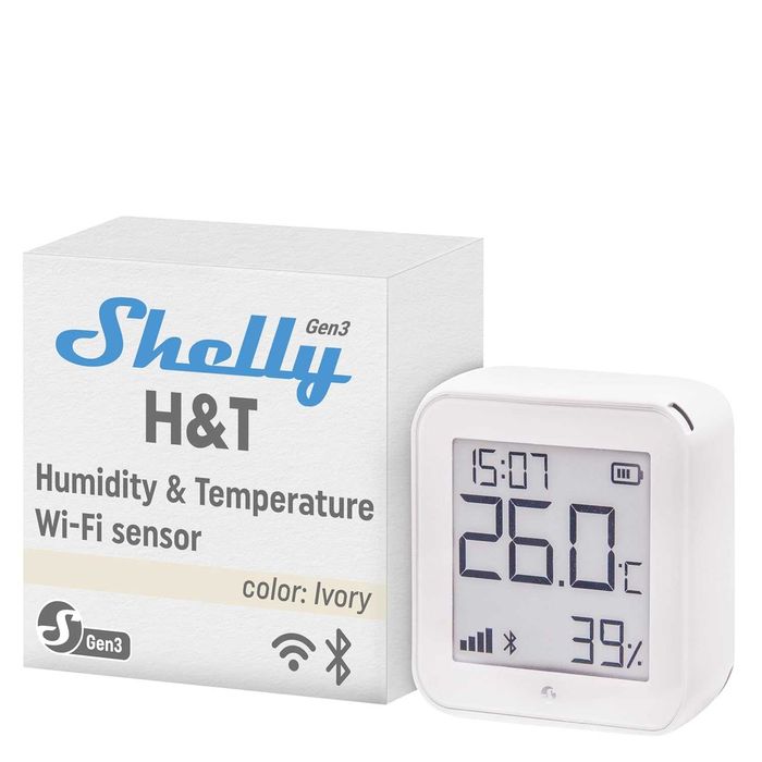 Senzor temperatura si umiditate Shelly H&T Gen3 - Ivory,