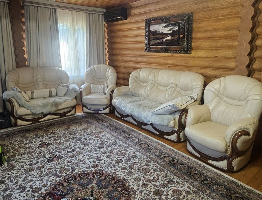 Диван, софа, 2 кресла. Натуральная кожа.