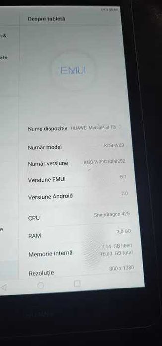 Tableta Huawei MediaPad T3, 8", Quad Core 1.4 GHz, 2GB RAM, 16GB, 4G