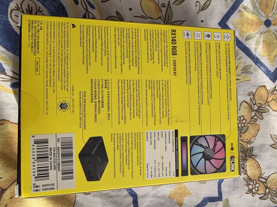 Ventilator Corsair iCUE LINK RX140 RGB, 140mm PWM, Twin Pack, Negru