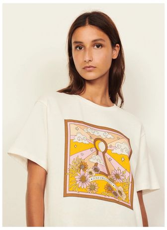 Дамска тениска Sandro Naturels Floral print organic cotton T-shirt