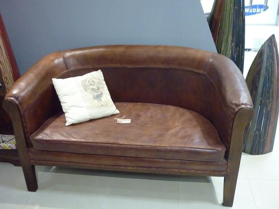 Фотьойл от тиково дърво и естествена кожа- ID ICS-251