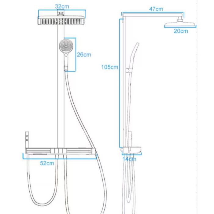Set de dus cu afisaj digital pentru temperatura, de culoare gri