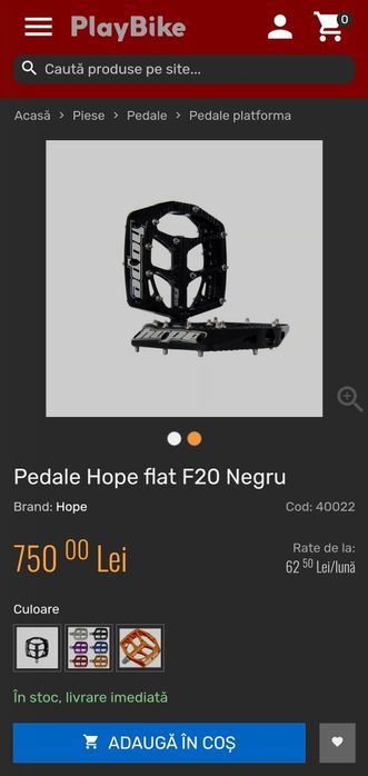 Pedale HOPE F20 rulmenti negre pentru MTB Enduro DH Trail